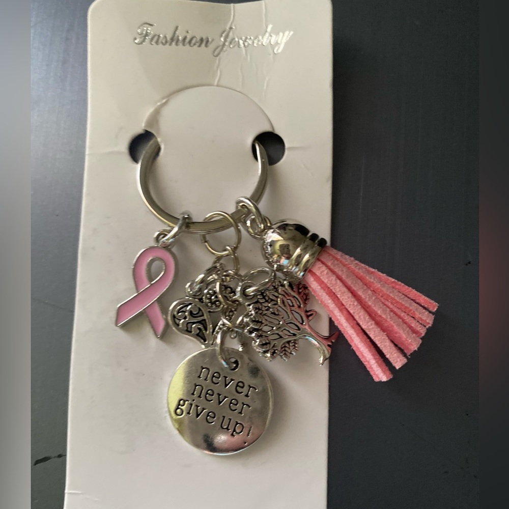 Never give up key chain, charm.
